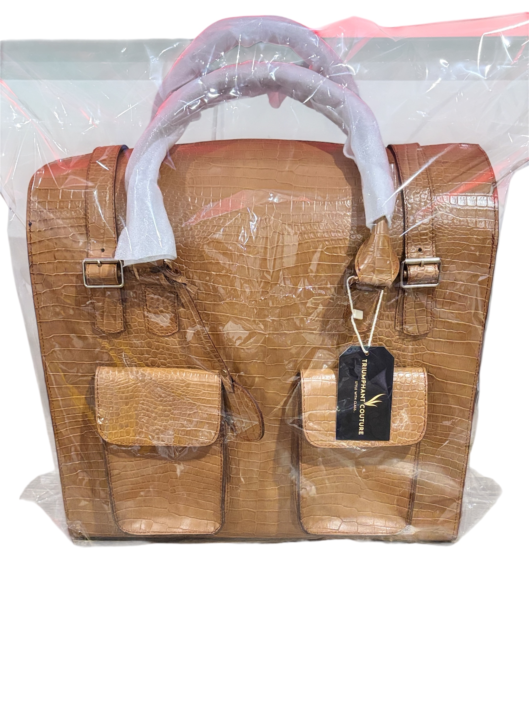 Brown Crocodile Pattern Leather Bag