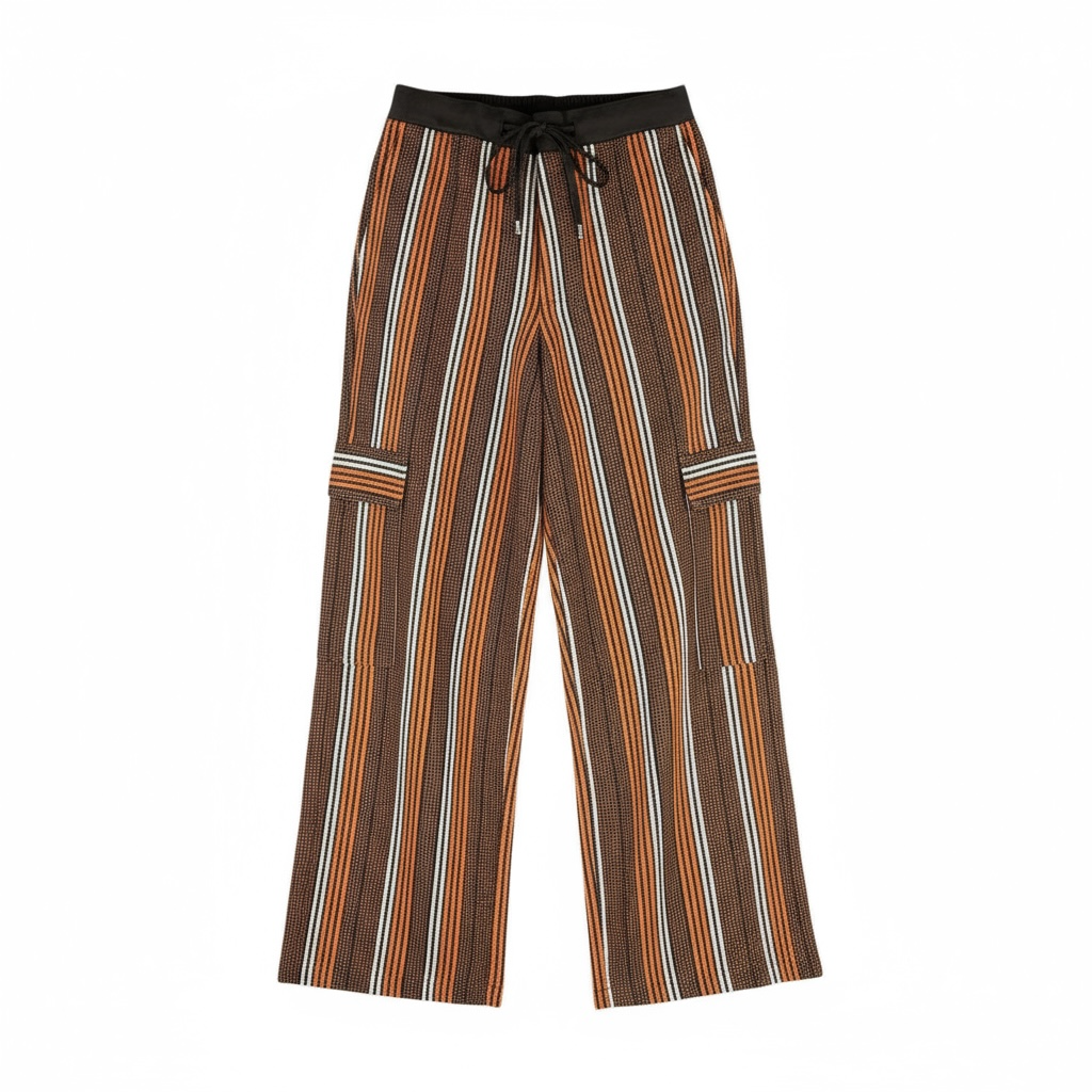 Asoke Vintage Striped Cargo Pants - Brown