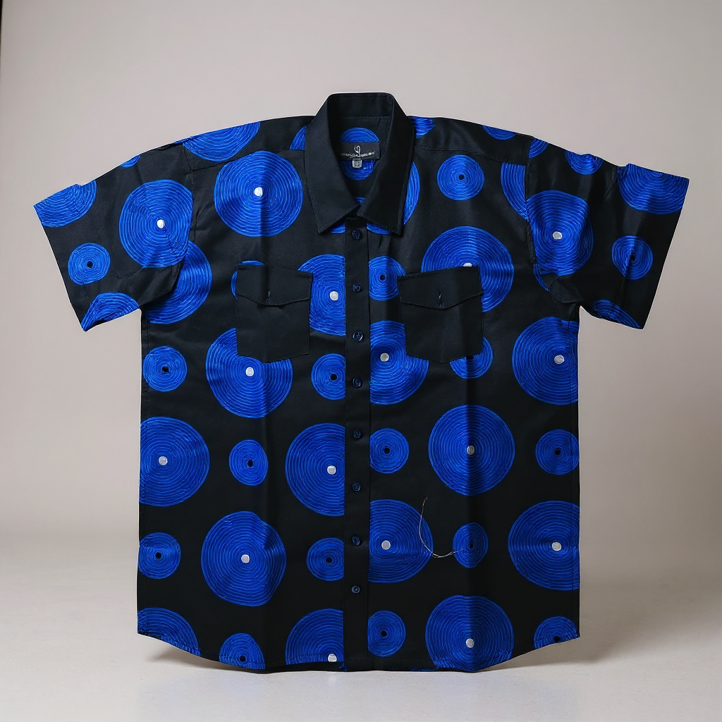 Striking Blue Circular Patterned Shirt