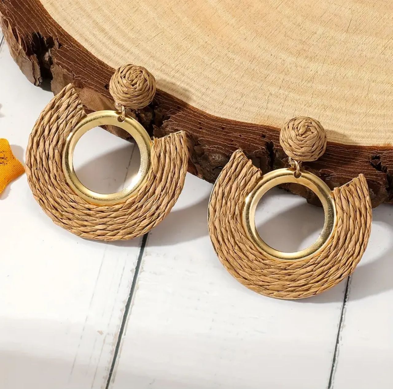 Round Rafia Earrings