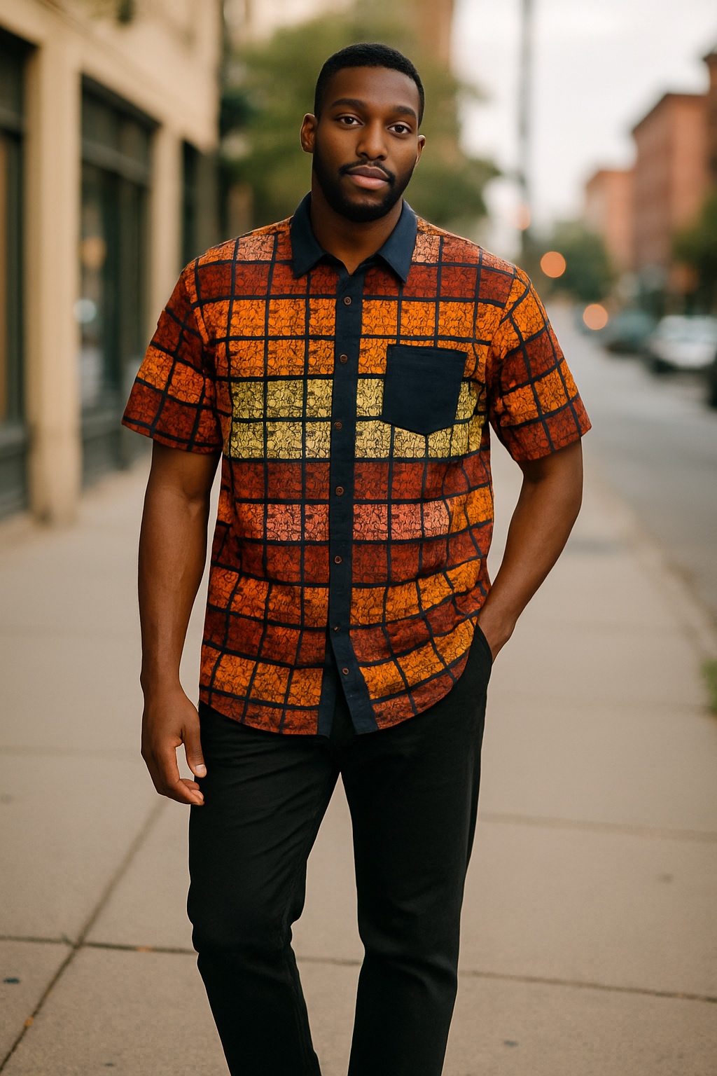 Unique Color Blocks Short Sleeve Shirt