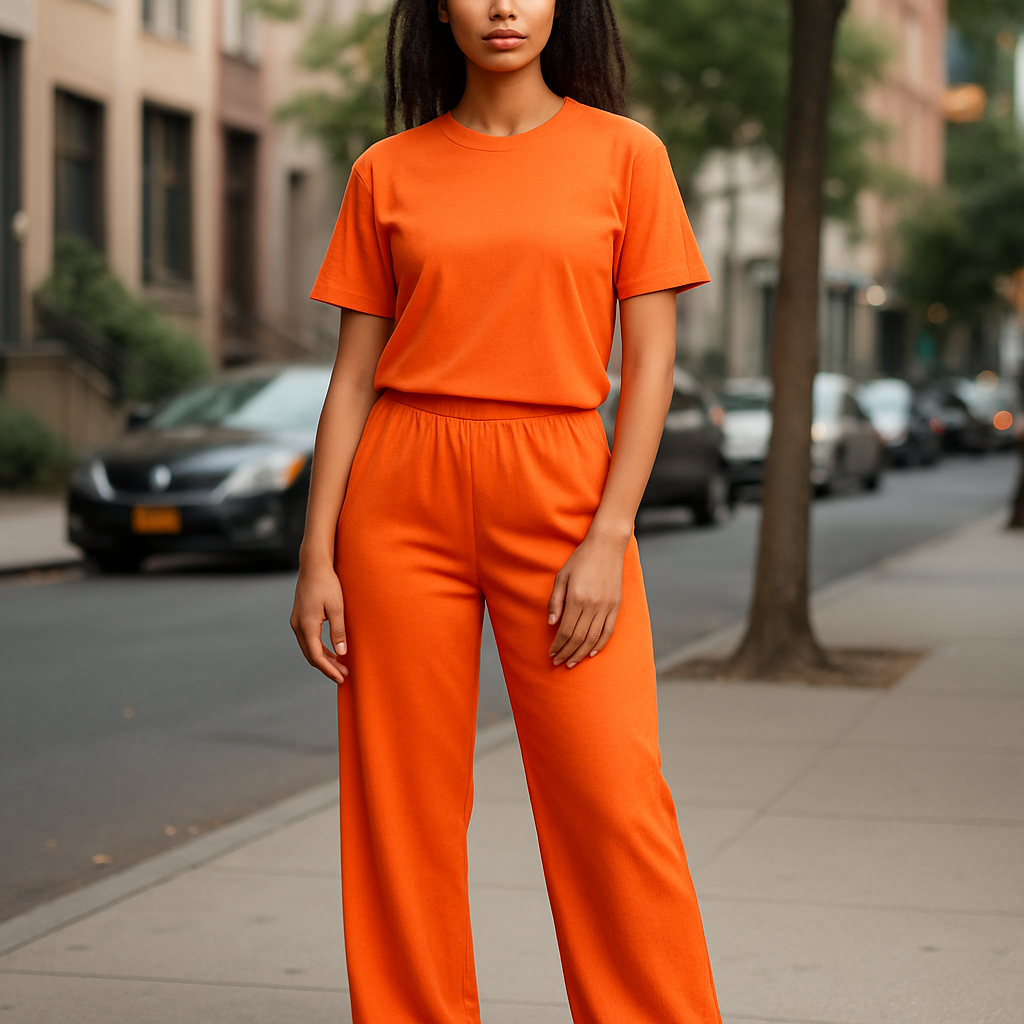 Bright Orange Casual wear 2-Piece Set