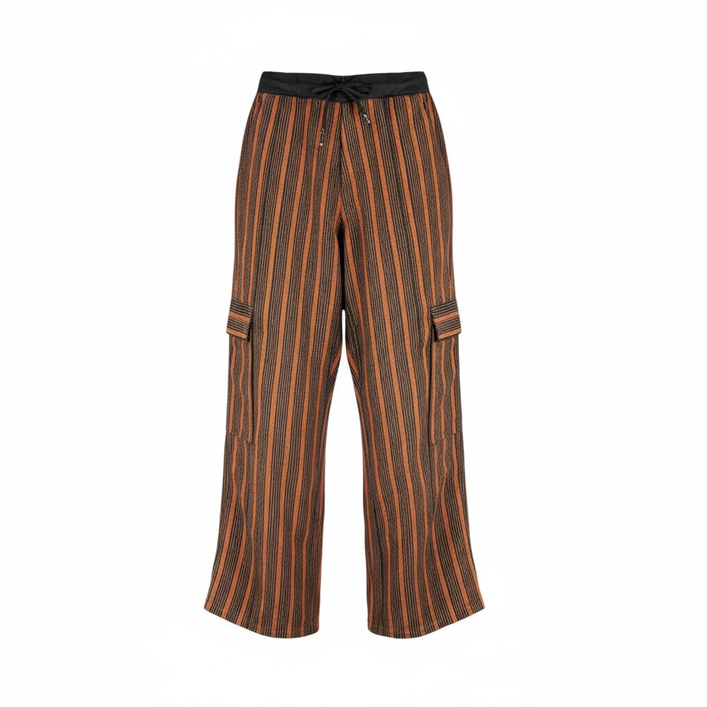 Asoke Vintage Striped Cargo Pants - Brown
