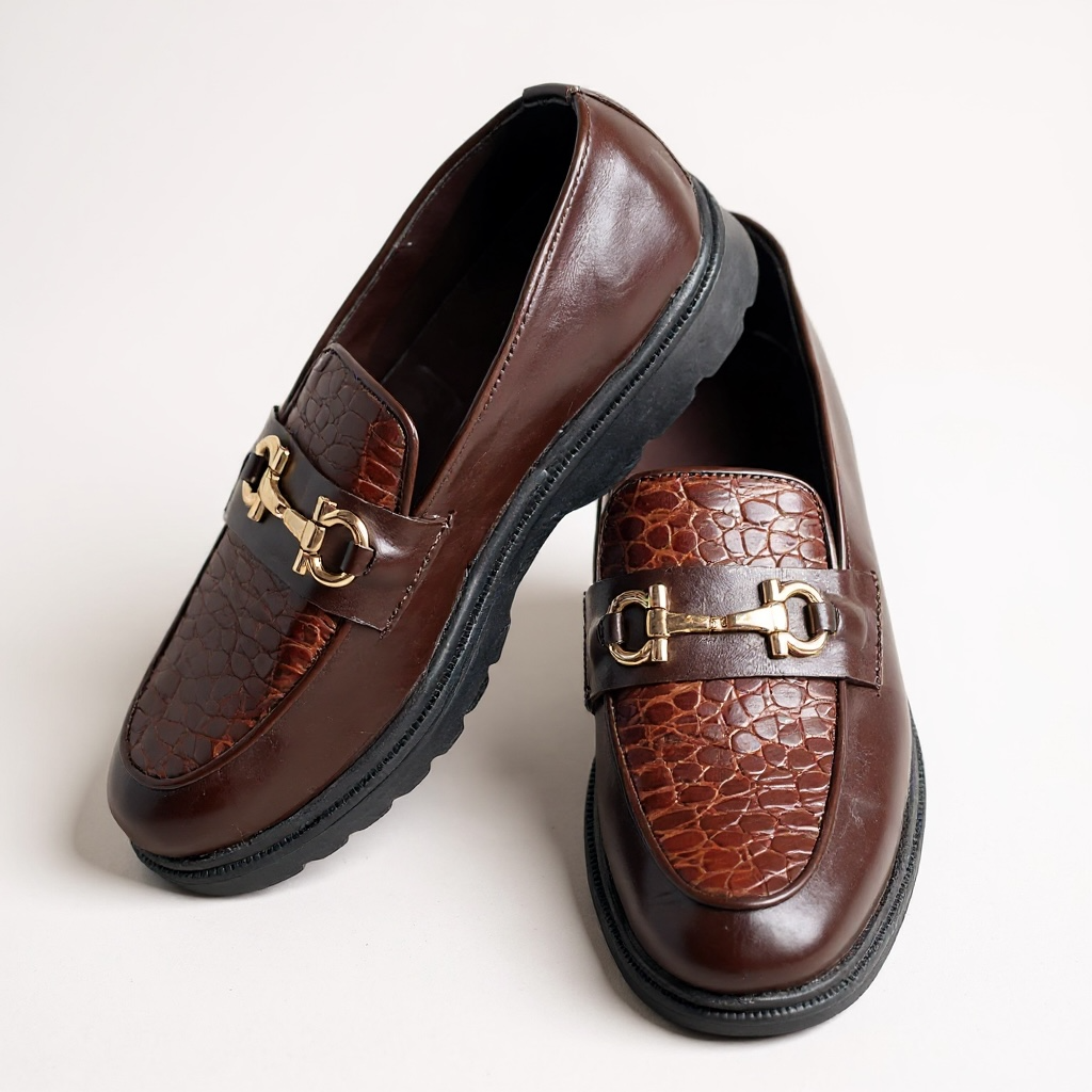 Men's Brown Leather Loafers Shoe