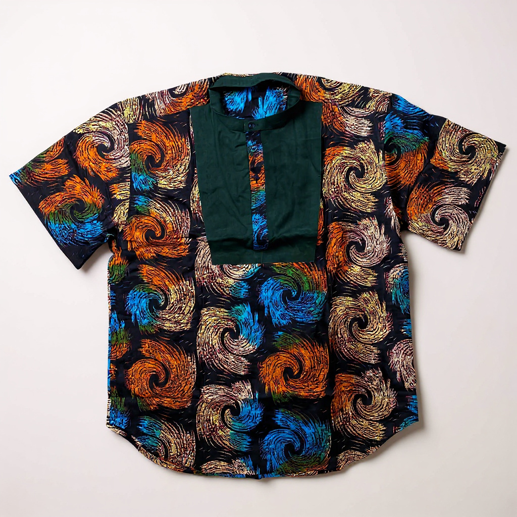 Bold Swirl Pattern Short-Sleeve Shirt