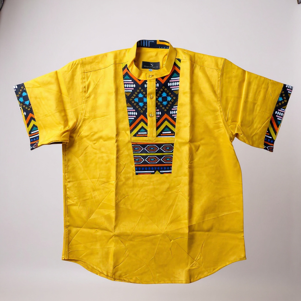 Yellow Shirt with Geometric Pattern 
