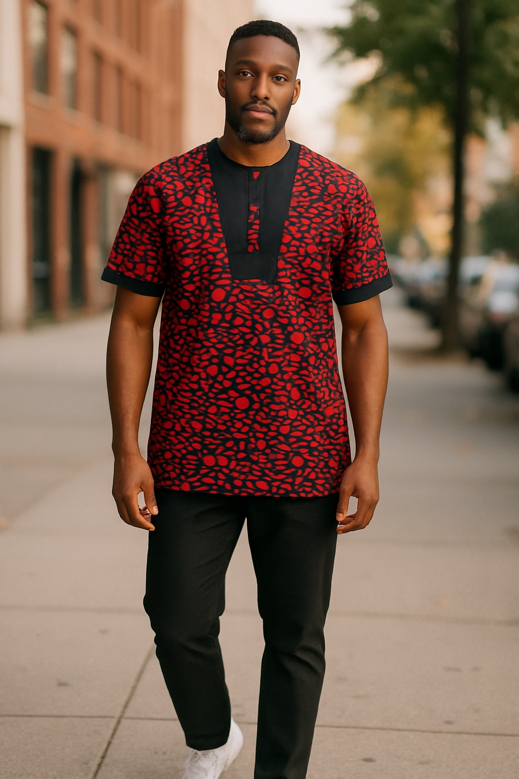 Dark Pink and Black Print Shirt