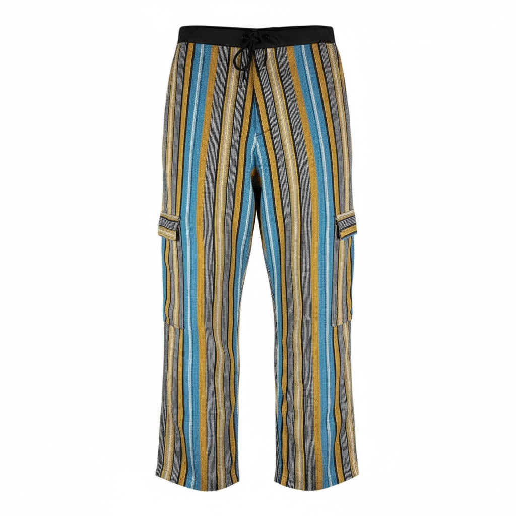 Asoke Vintage Striped Cargo Pant - Blue Gold