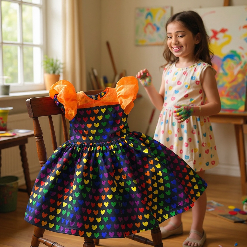 Colorful Heart Patterned Dress