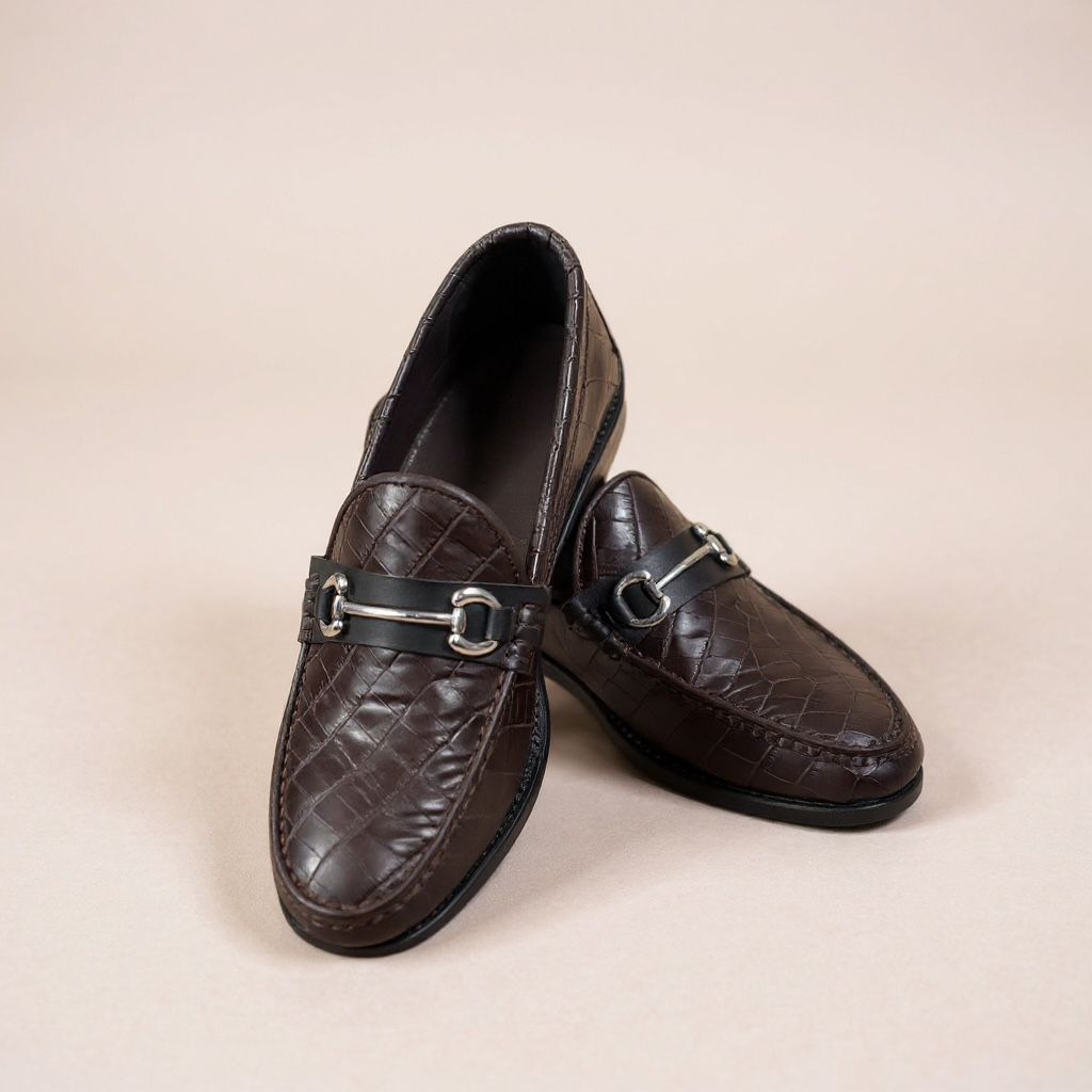 Men's Croc Pattern Loafers Shoe