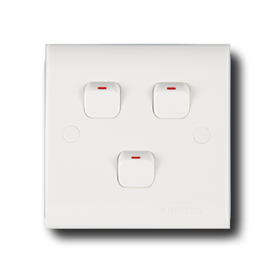 Krypton 3 Gang 1 Way Switch