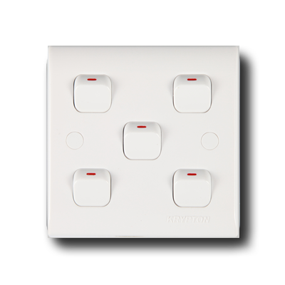 Krypton 5 Gang 1 Way Switch