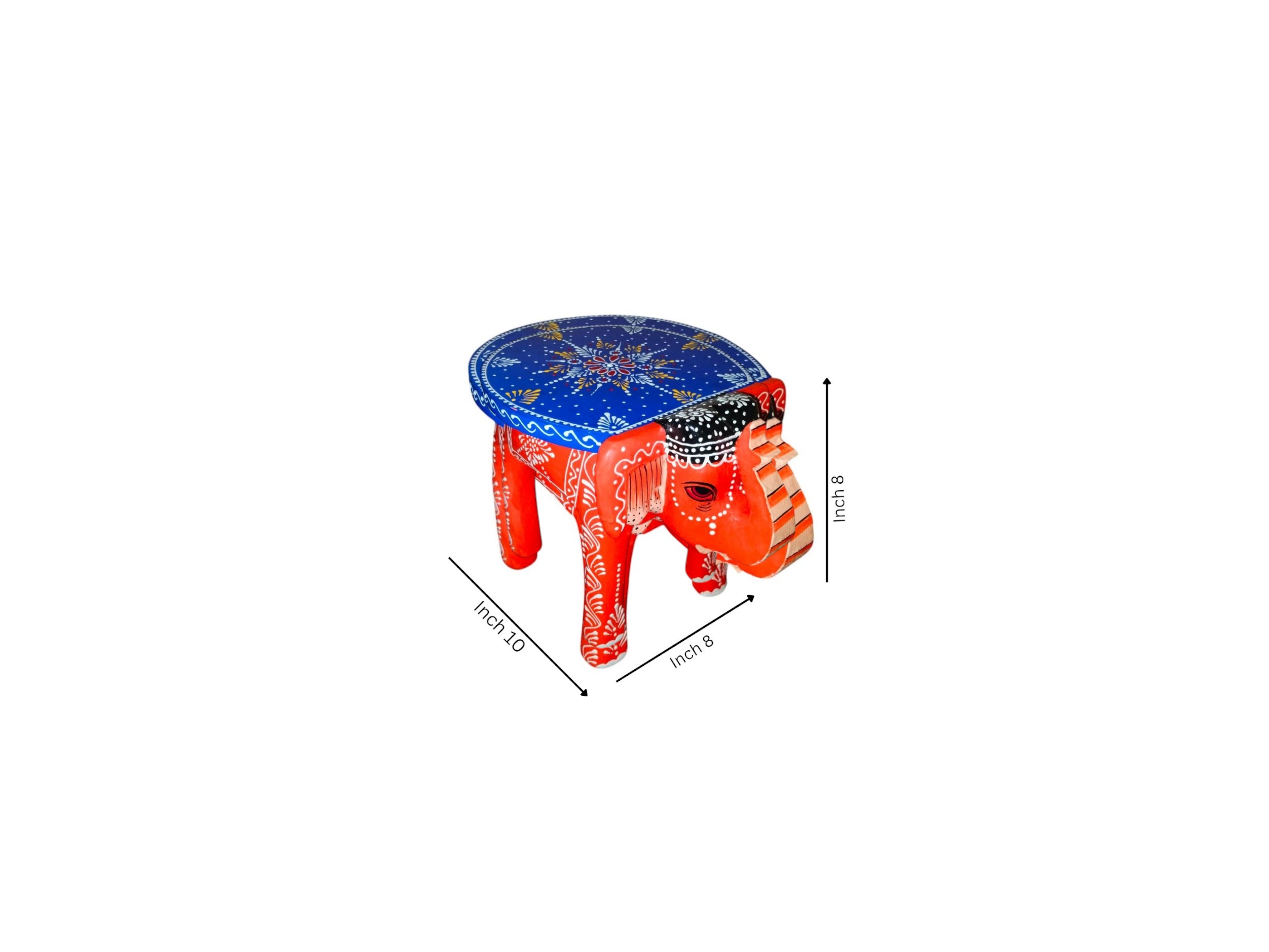 Handpainted Elephant wooden stool 