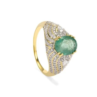 Emerald and Diamond Gold Ring. (Contact us for price)