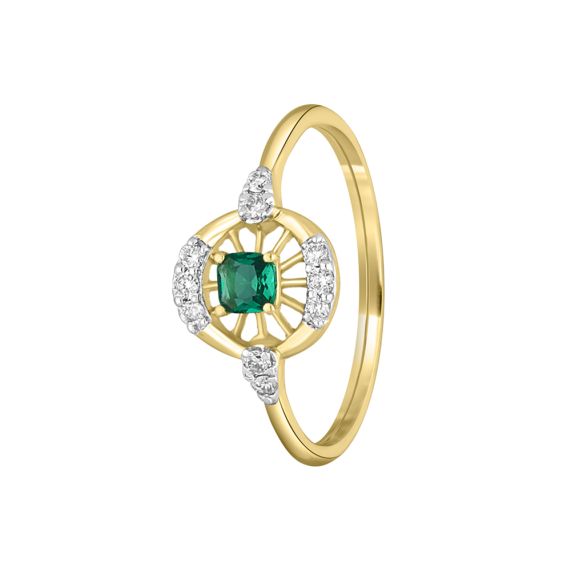 Emerald and Diamond Gold Ring. (Contact us for price)