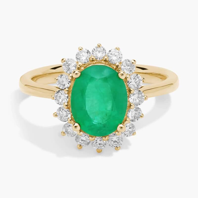 Emerald and Diamond Halo Ring. (Contact us for price)