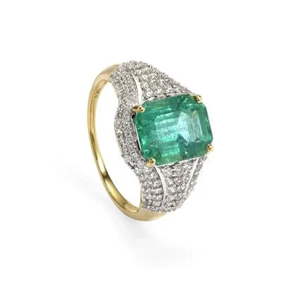Emerald and Diamond Ring. (Contact us for price)