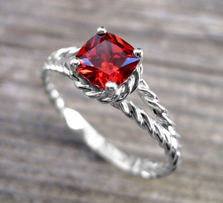 Sterling Silver Red Gemstone Ring. (Contact us for price)