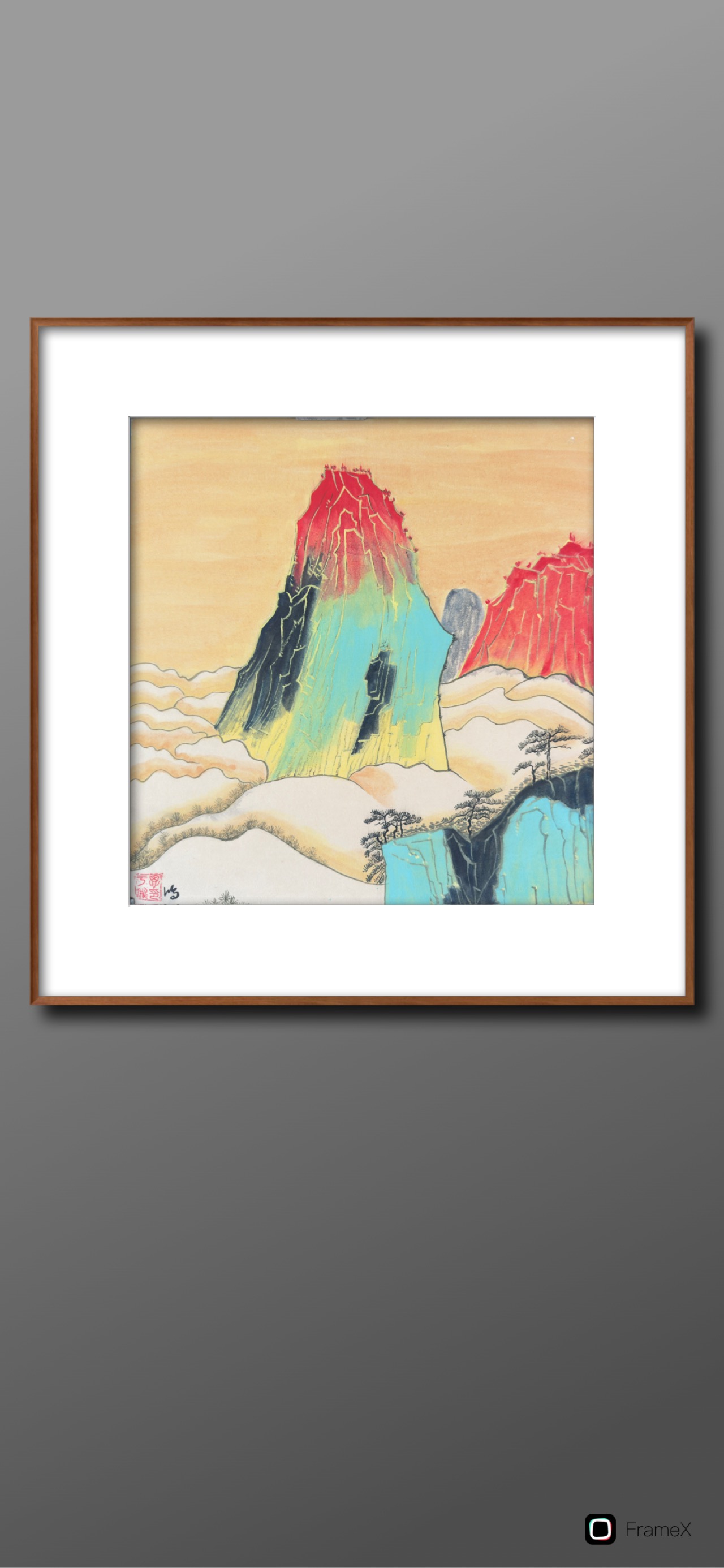 Multicolored Mountain Landscape Painting