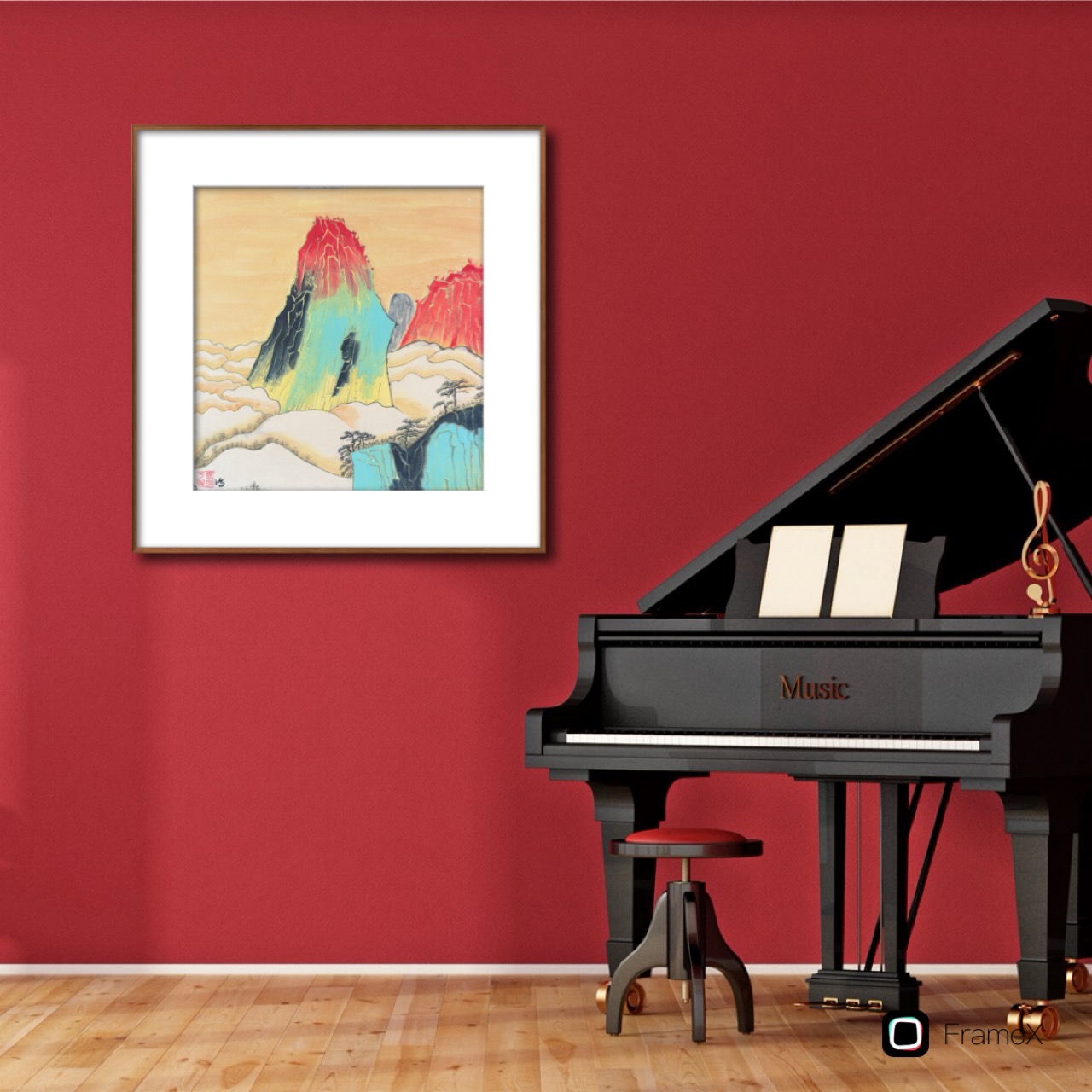 Multicolored Mountain Landscape Painting