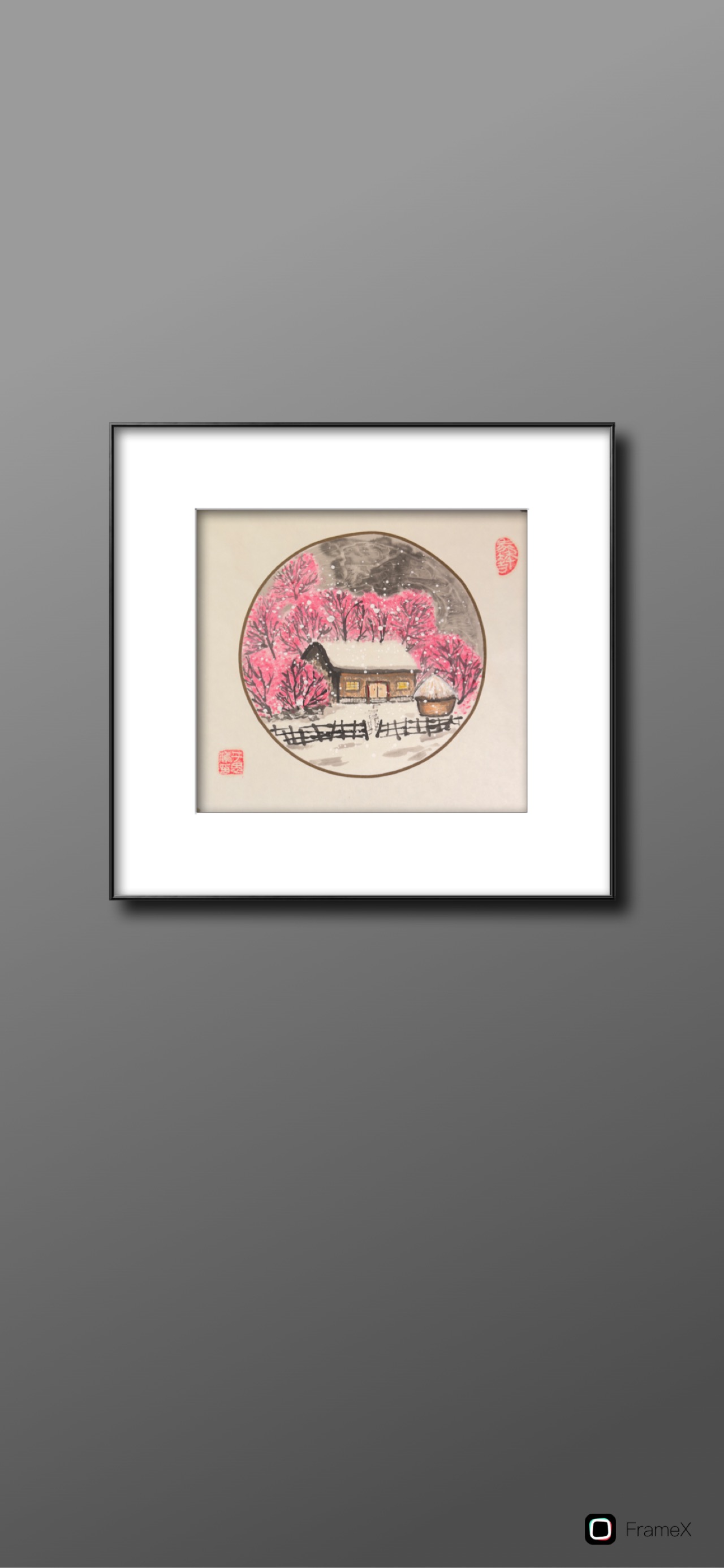 Hand-Painted Winter Cottage Scene