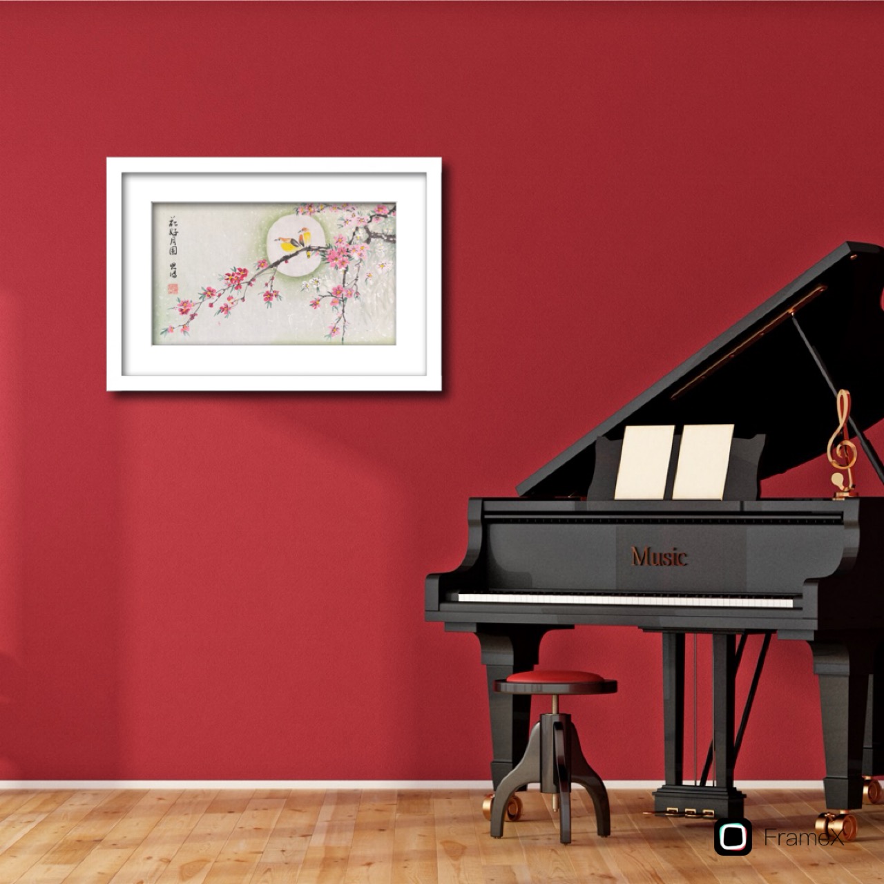 Decorative Bird and Blossom Painting