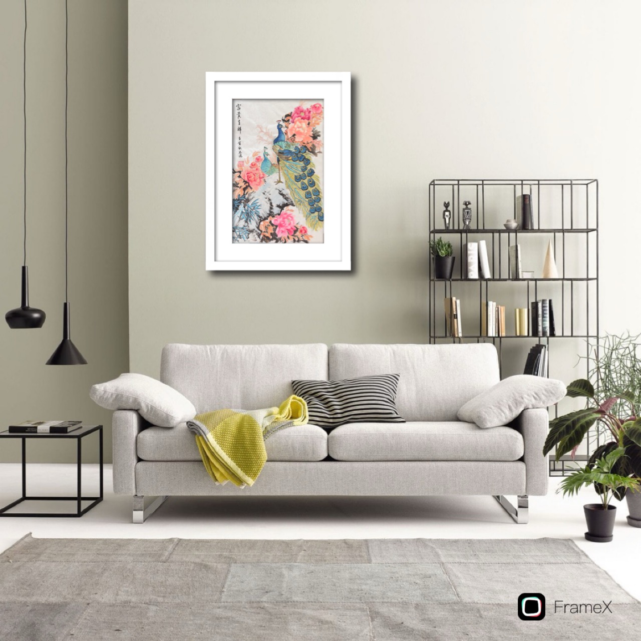 Peacock and Flowers Painting