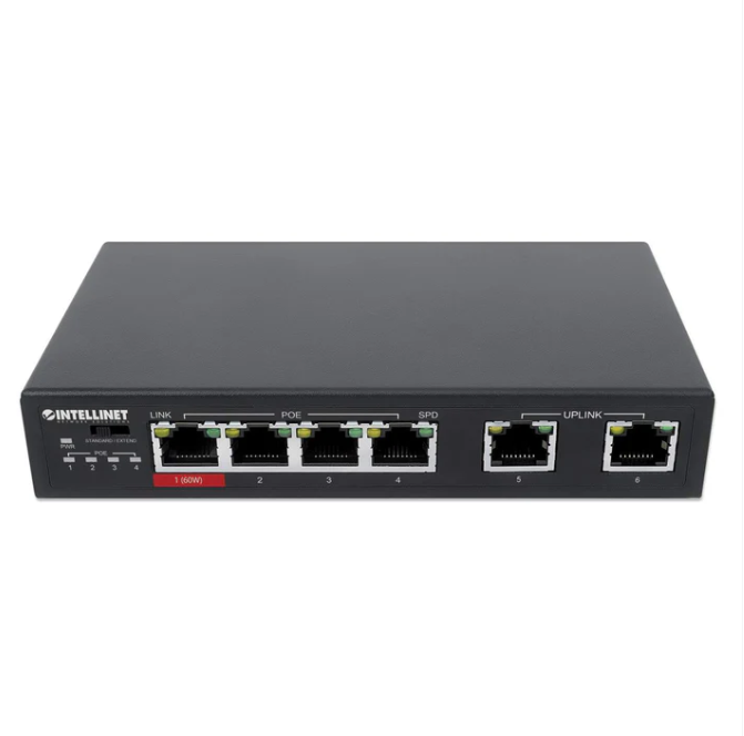 SWITCH 6 INTELLINET ETHERNET 4 PORTAS POE 1 x High-POWER