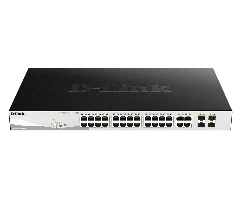 SWITCH 24 DLINK 10/100/1000 POE + 4 GIGABIT/SFP 370W Model: DGS-1210-28MP
