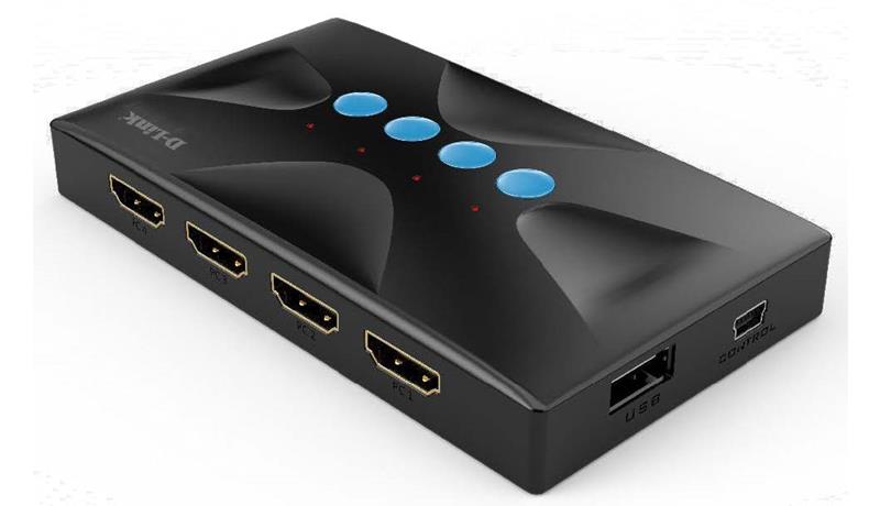 KVM SWITCH DLINK 4 IN 1 OUT HDMI 4K 30HZ Model: KVM-410HP