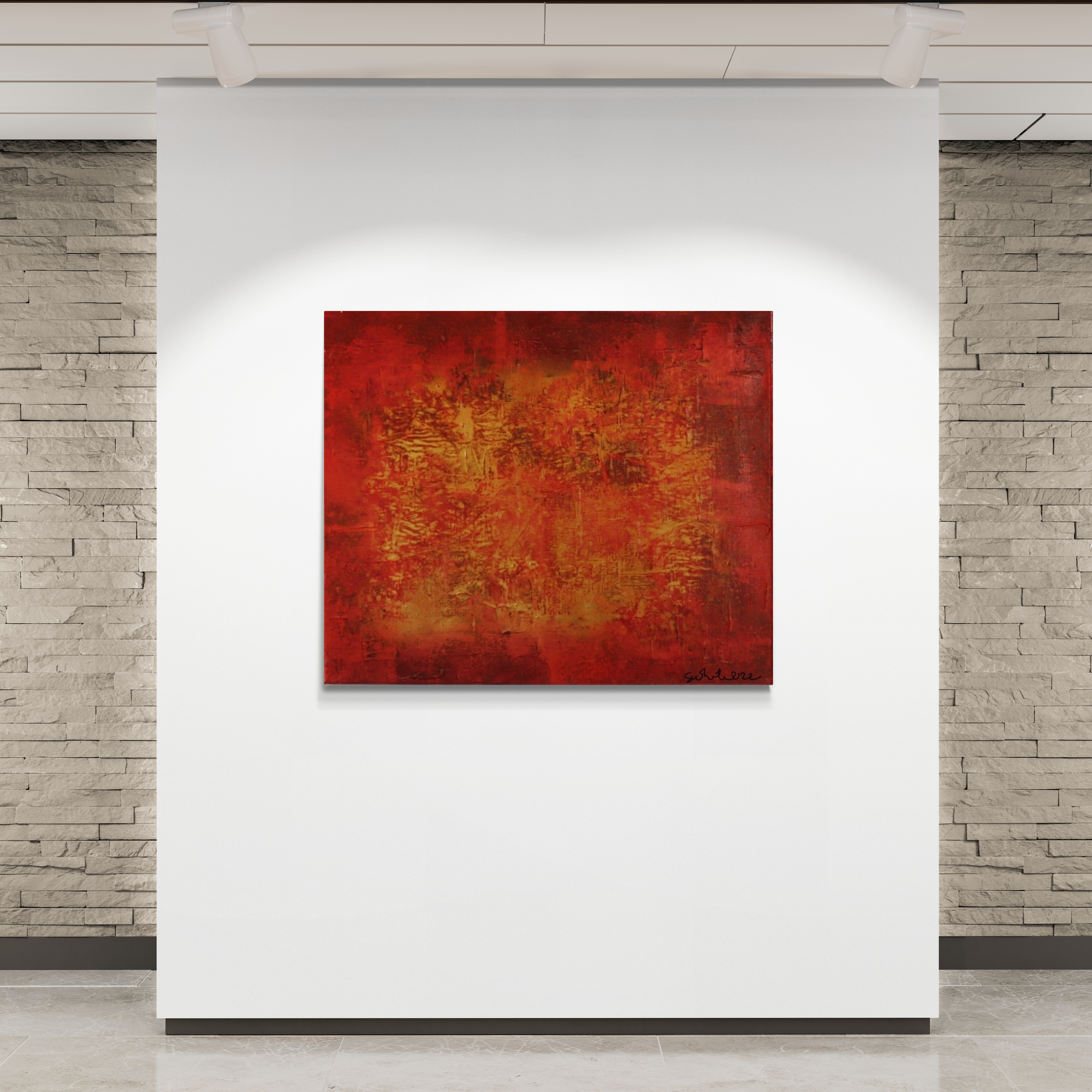 Veil Abstract Red Painting