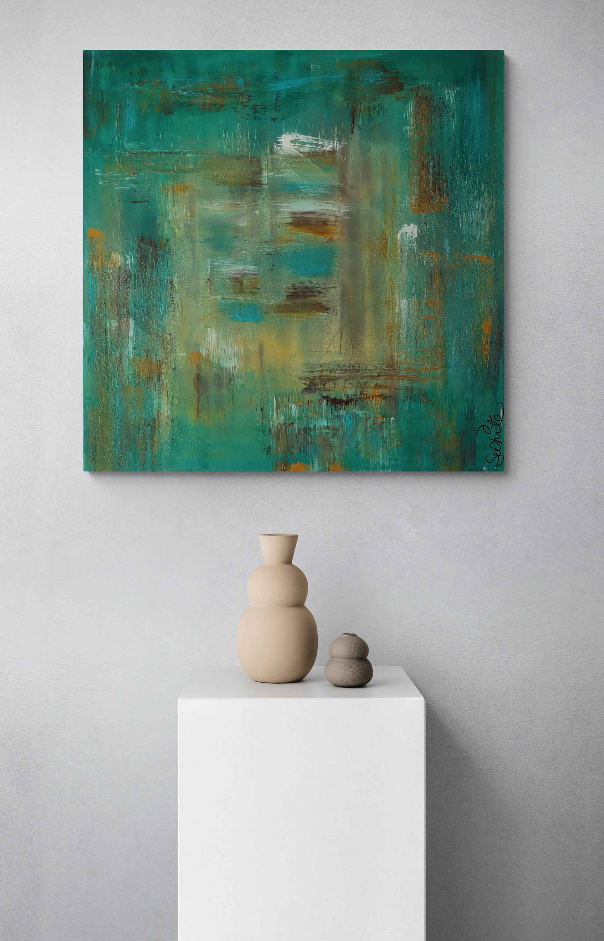 Gather Abstract Green Painting