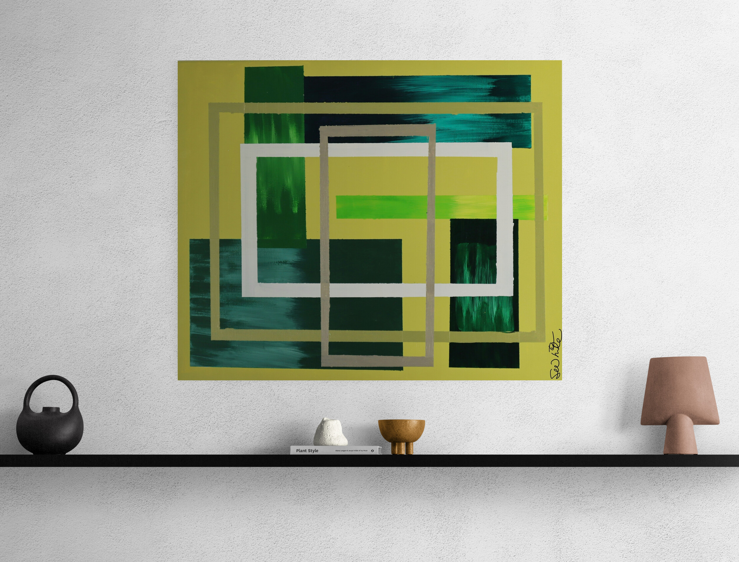 Block chain Abstract Geometric Painting