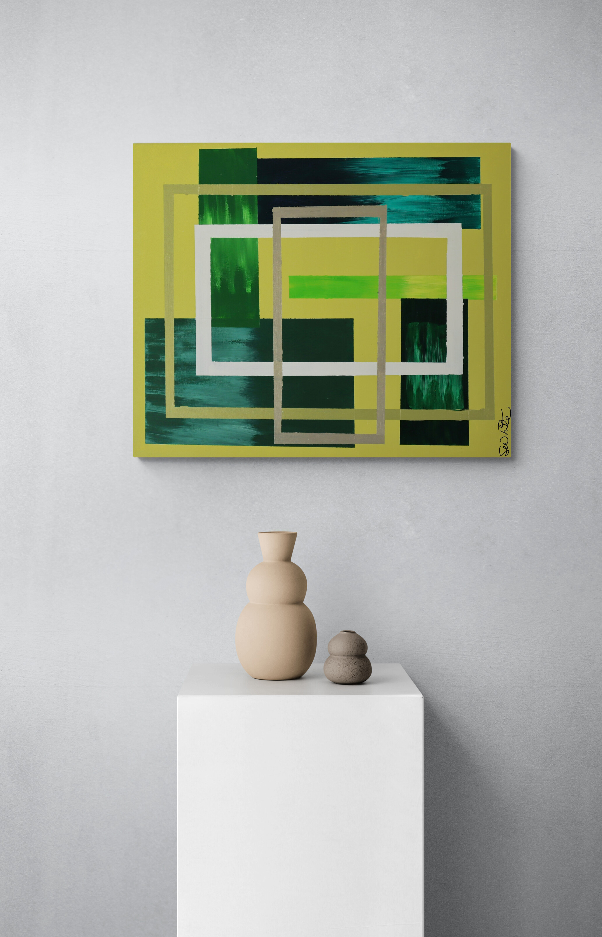 Block chain Abstract Geometric Painting