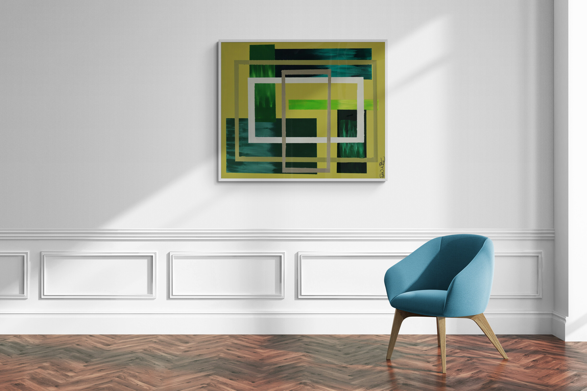 Block chain Abstract Geometric Painting
