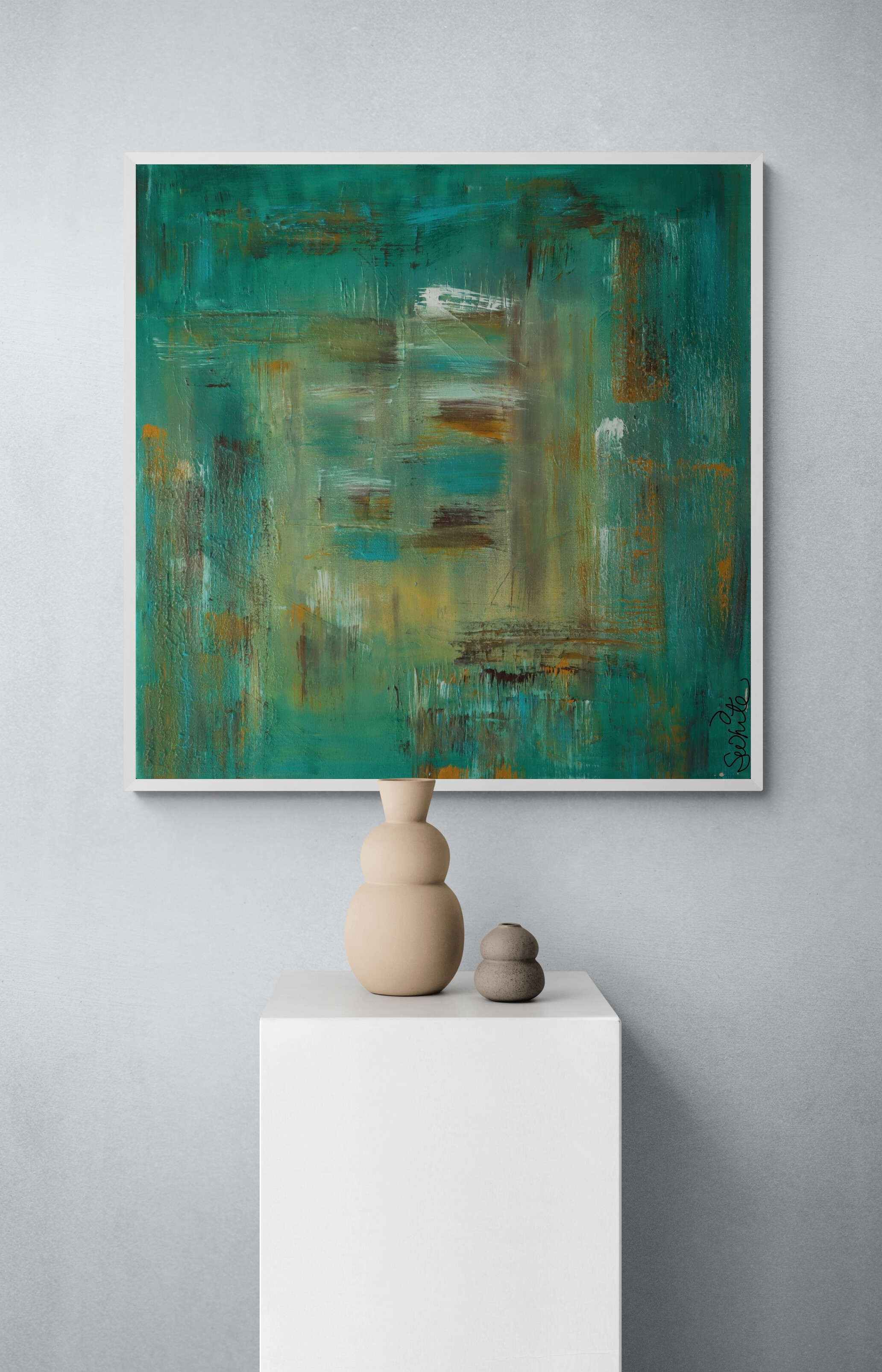 Gather Abstract Green Painting