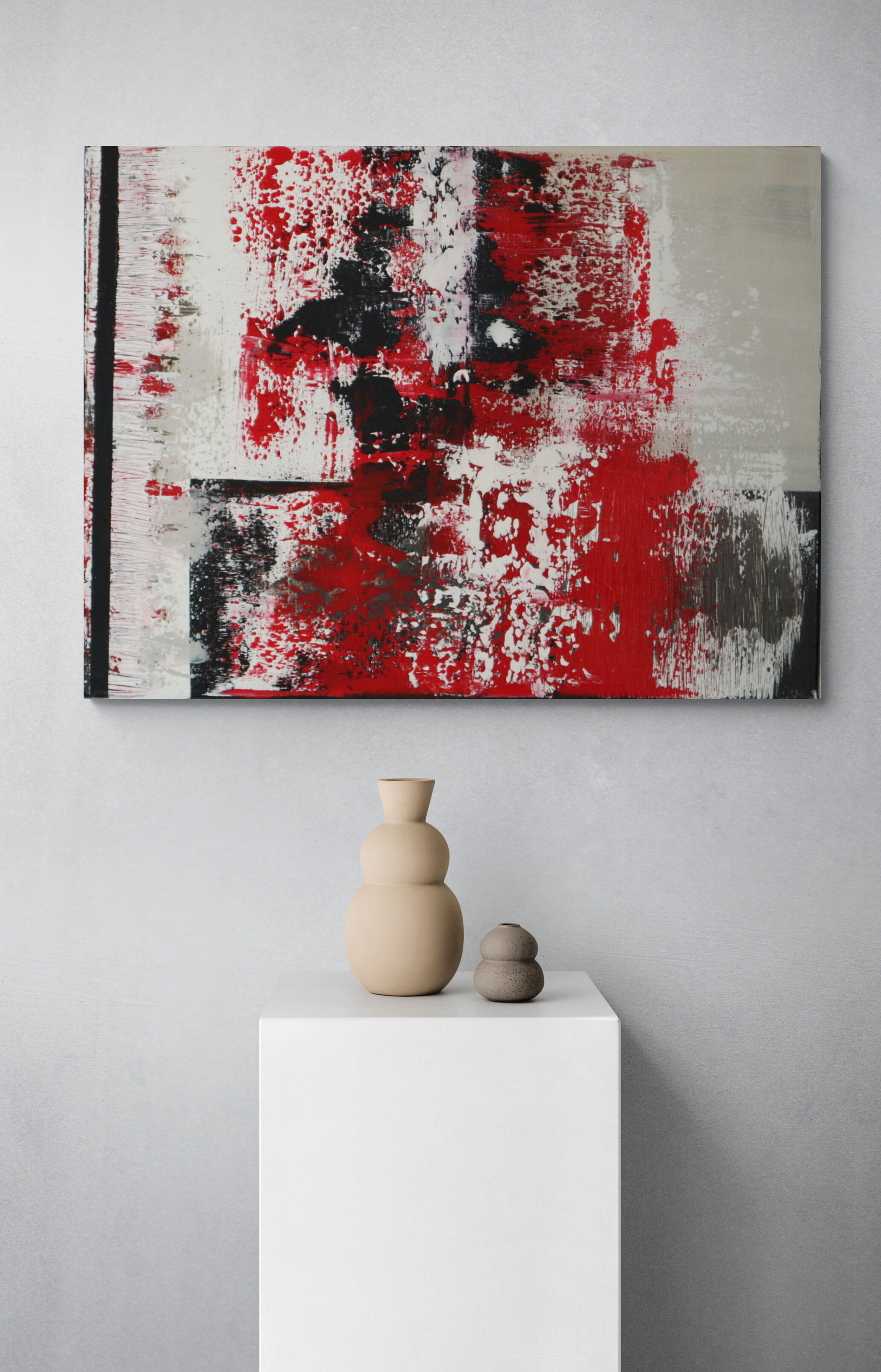 Convival Abstract Red and Black Painting