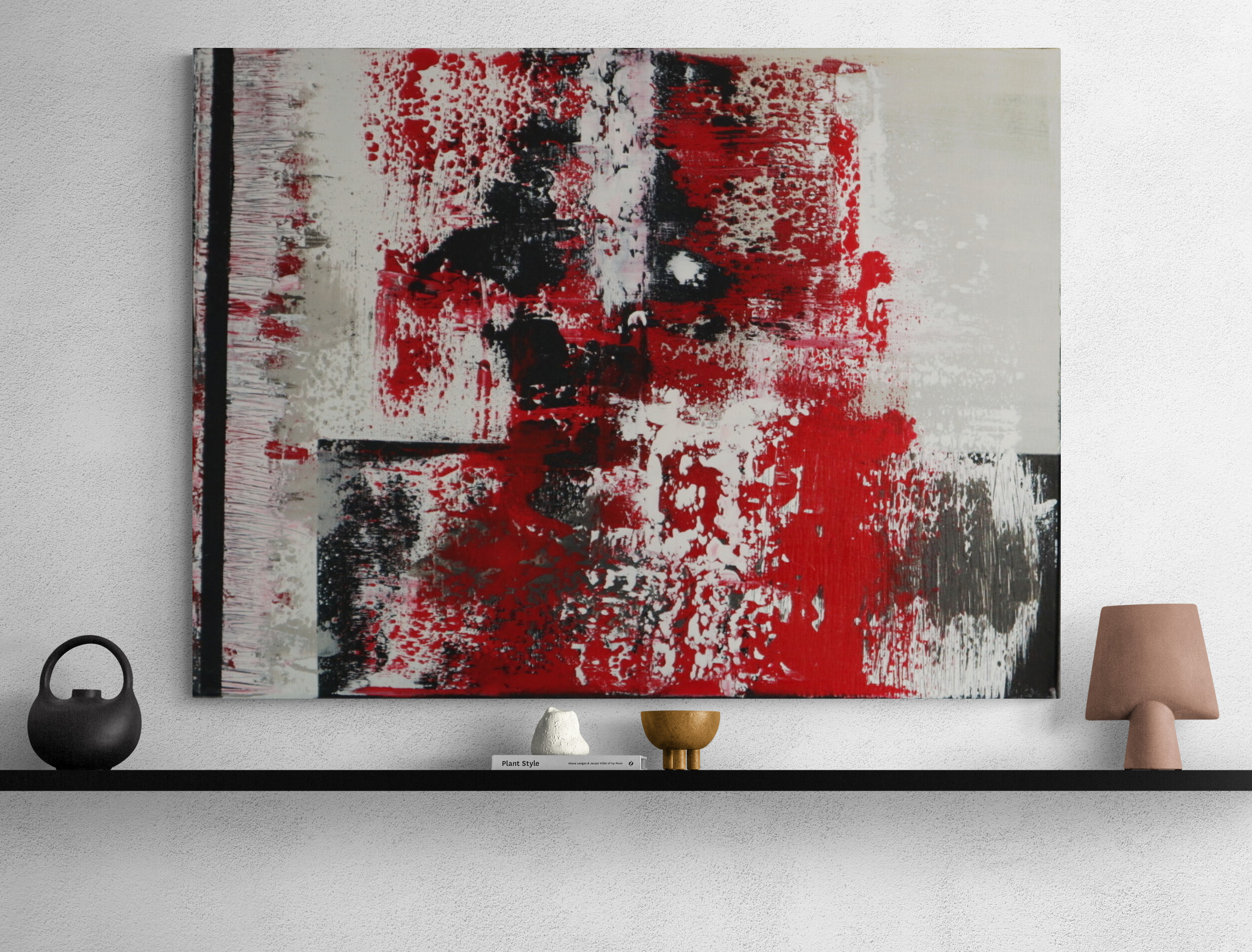 Convival Abstract Red and Black Painting