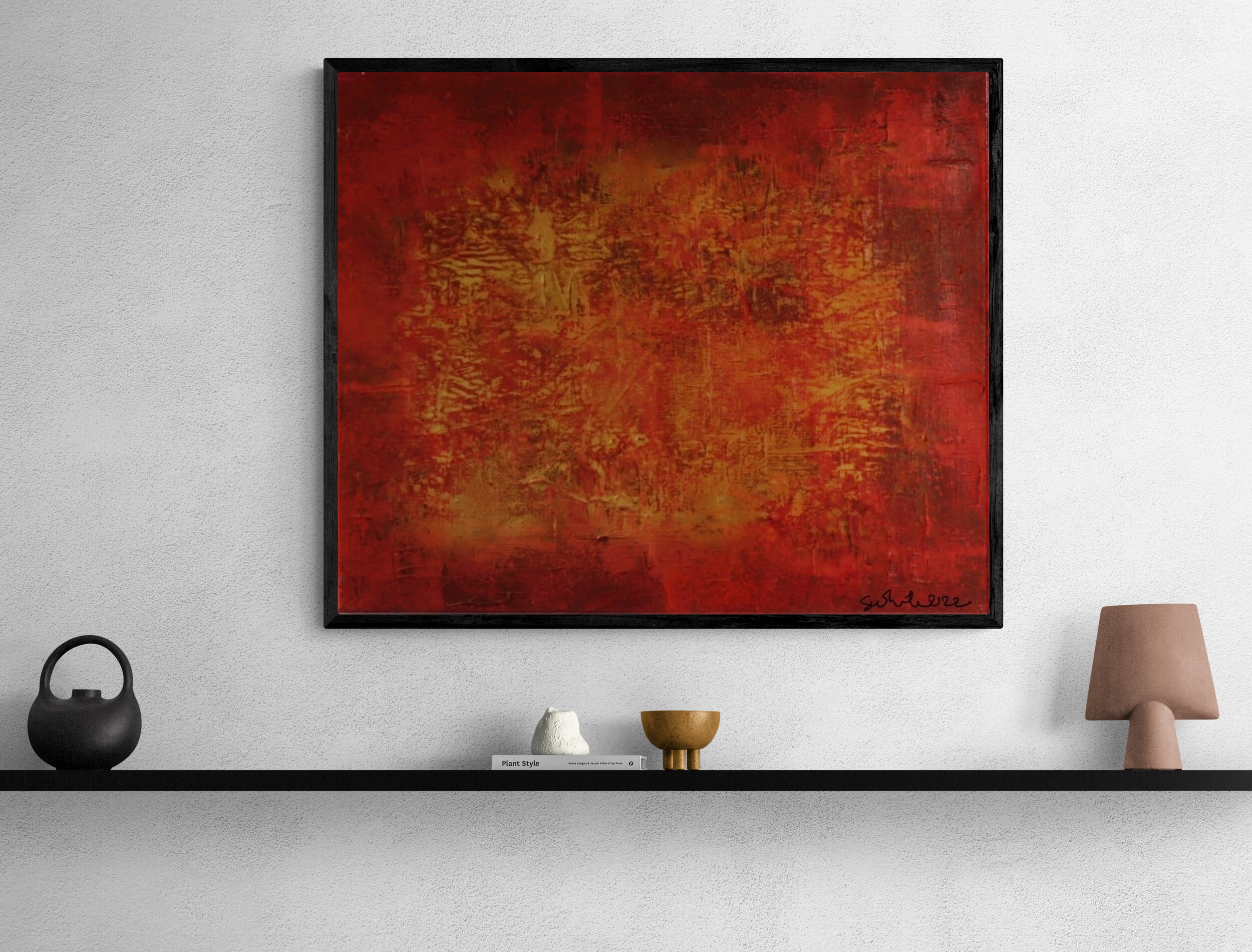 Veil Abstract Red Painting