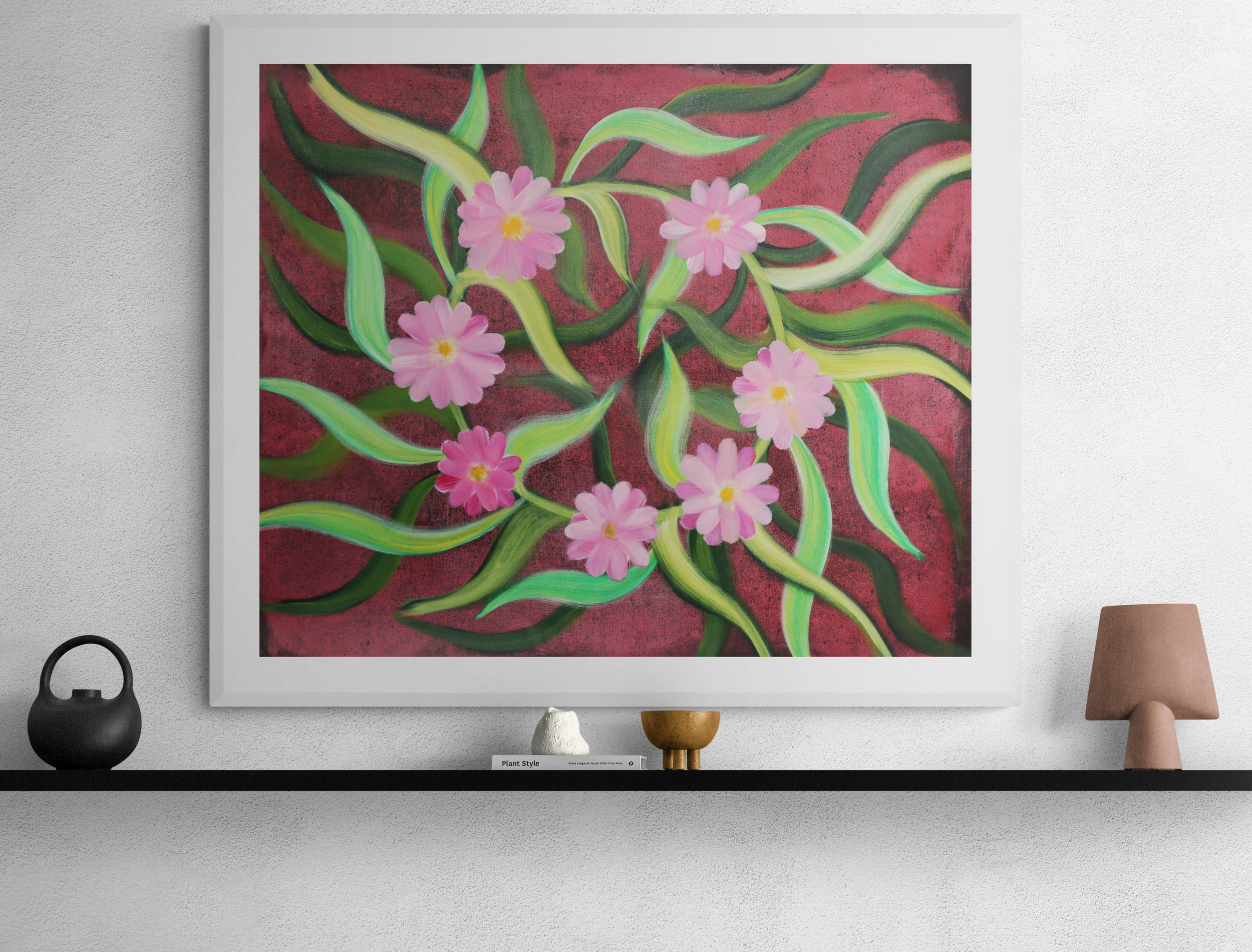 Pink Daisys Floral Art Painting