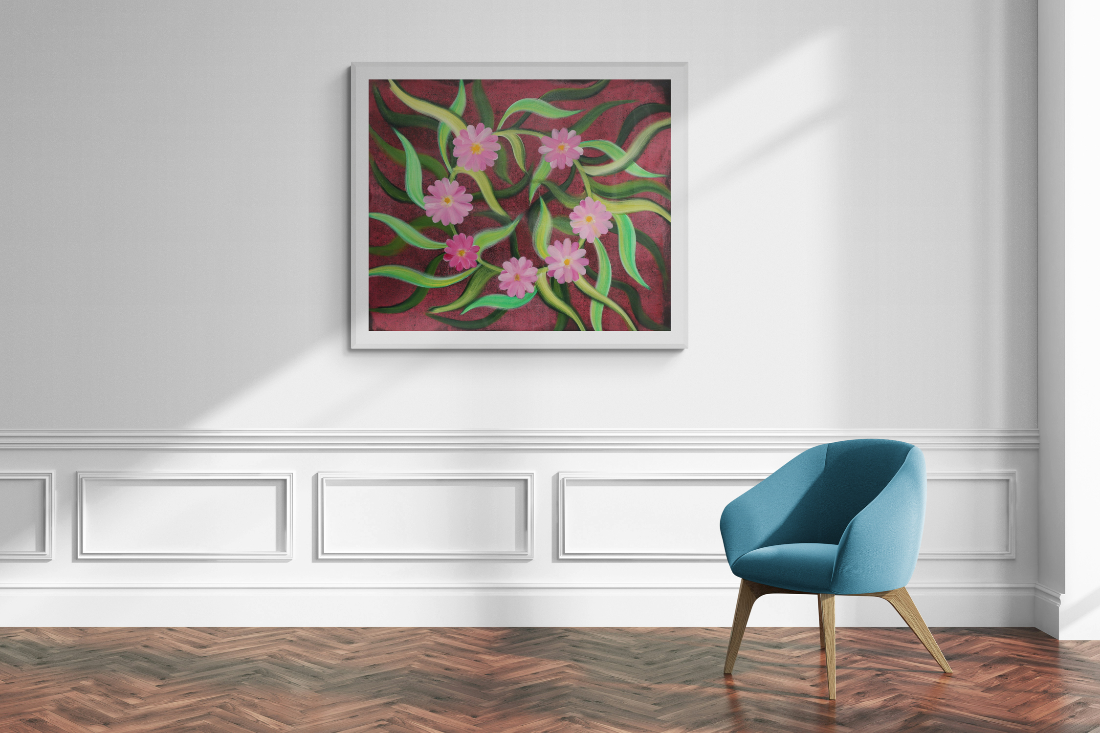 Pink Daisys Floral Art Painting