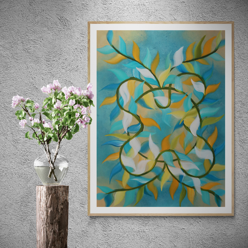 Leafy Dream Catcher Abstract Floral Painting
