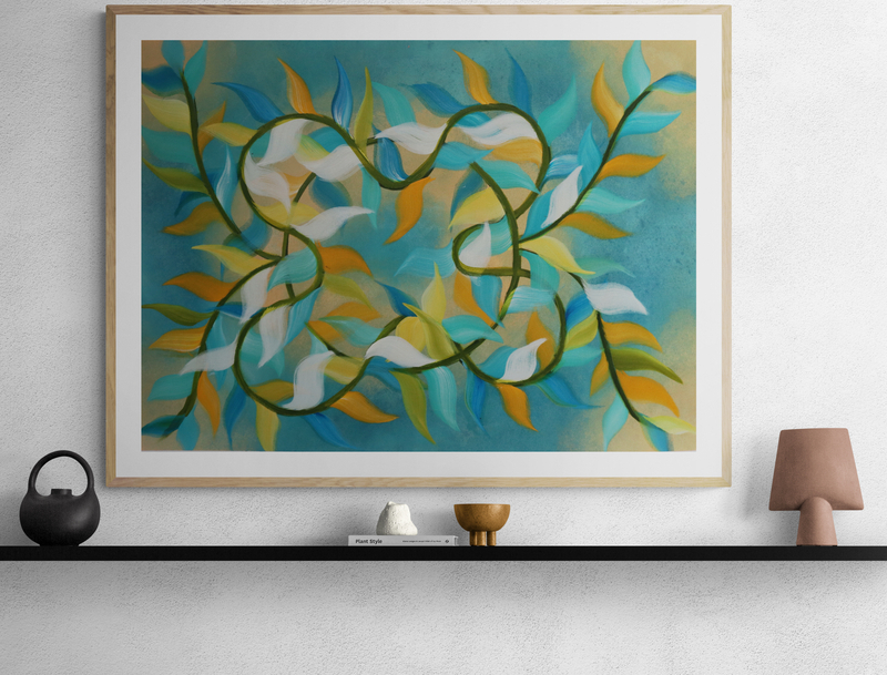 Leafy Dream Catcher Abstract Floral Painting