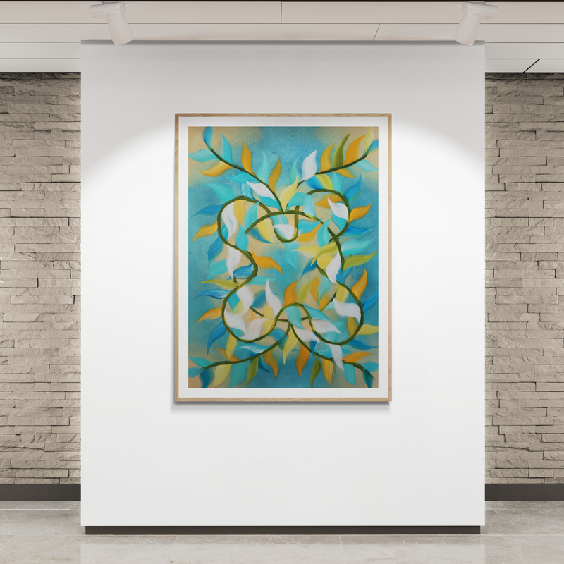 Leafy Dream Catcher Abstract Floral Painting