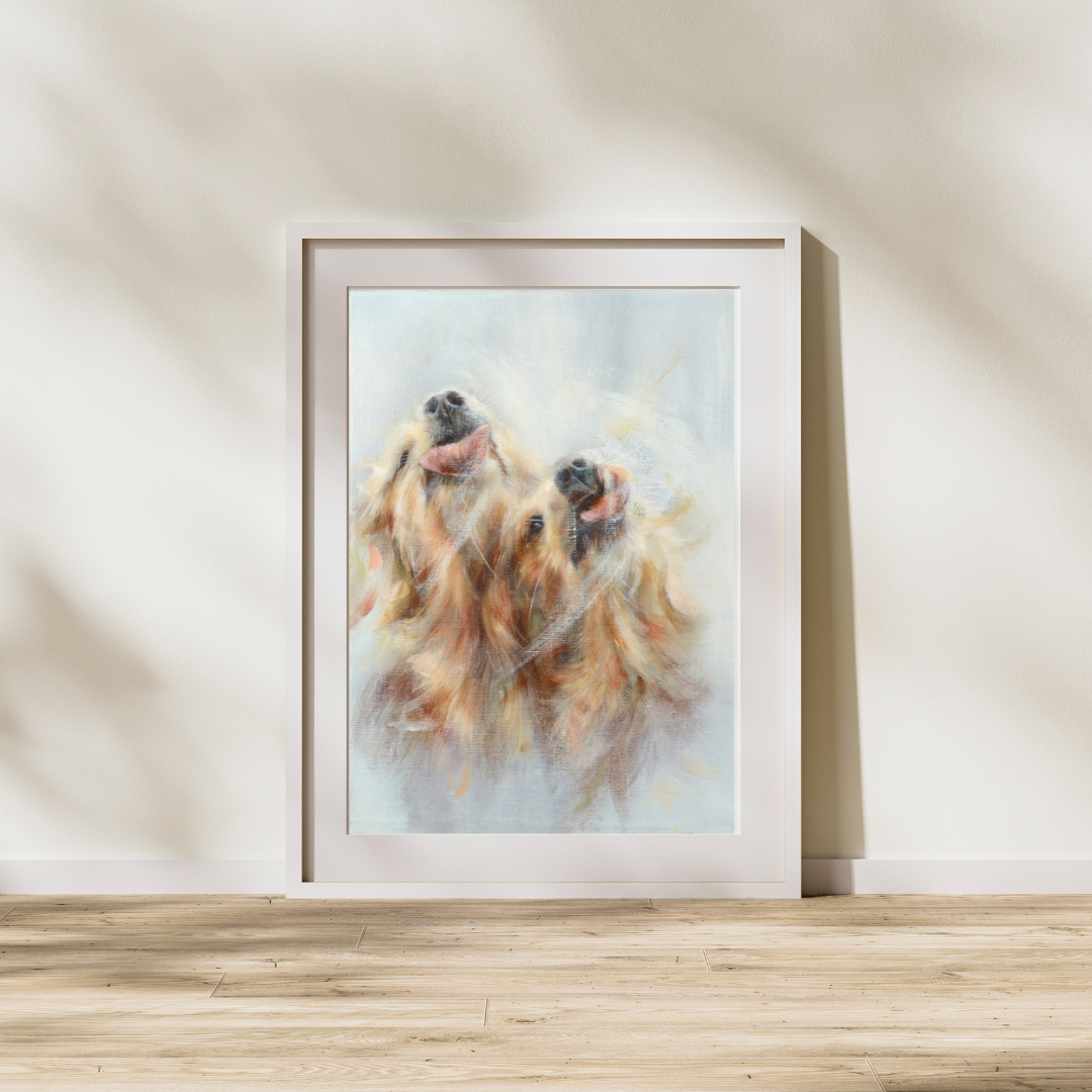 Playful Golden Retriever Fine Art Giclée Print