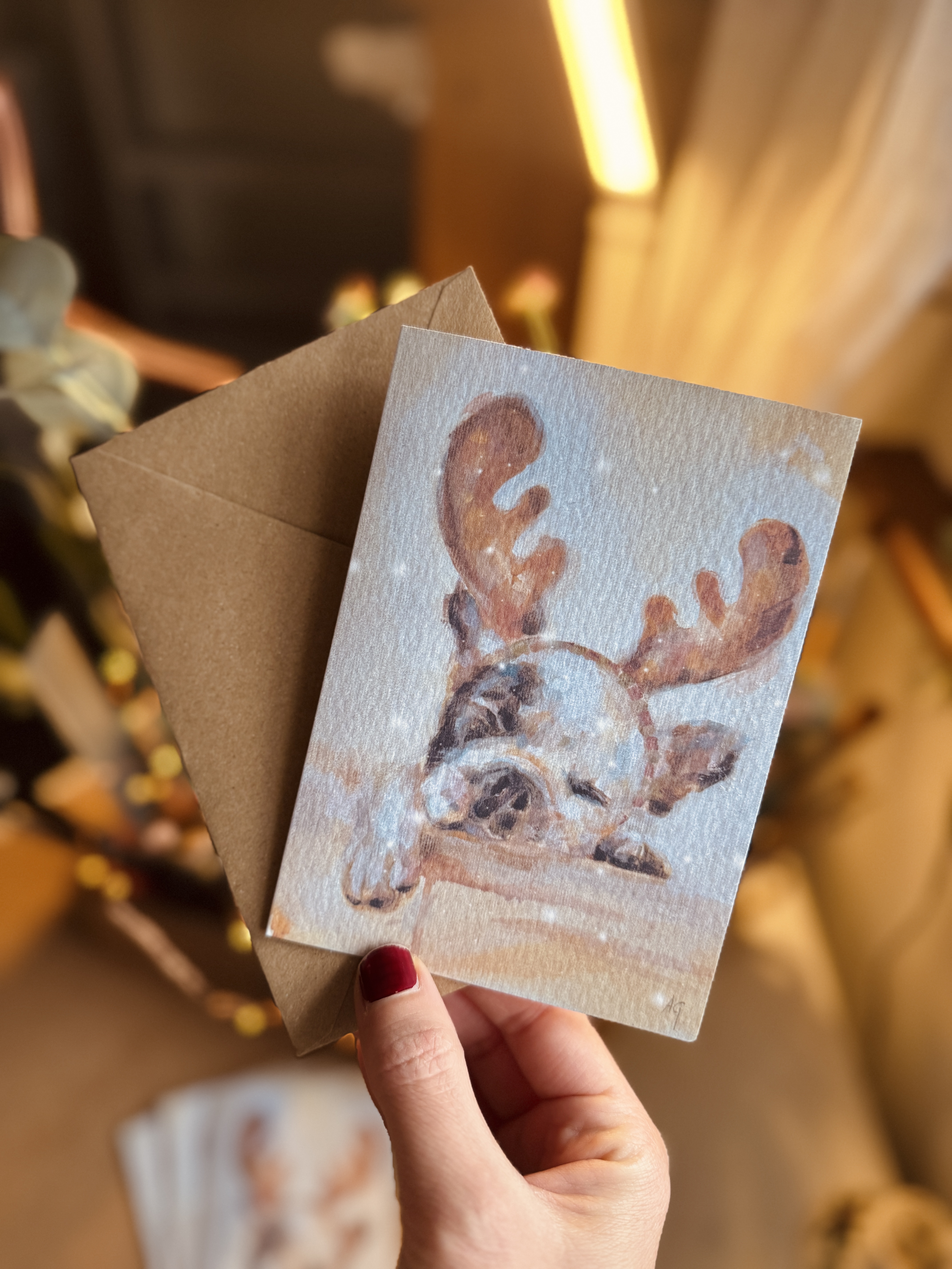 Set of 4 Boston Terrier Christmas Cards