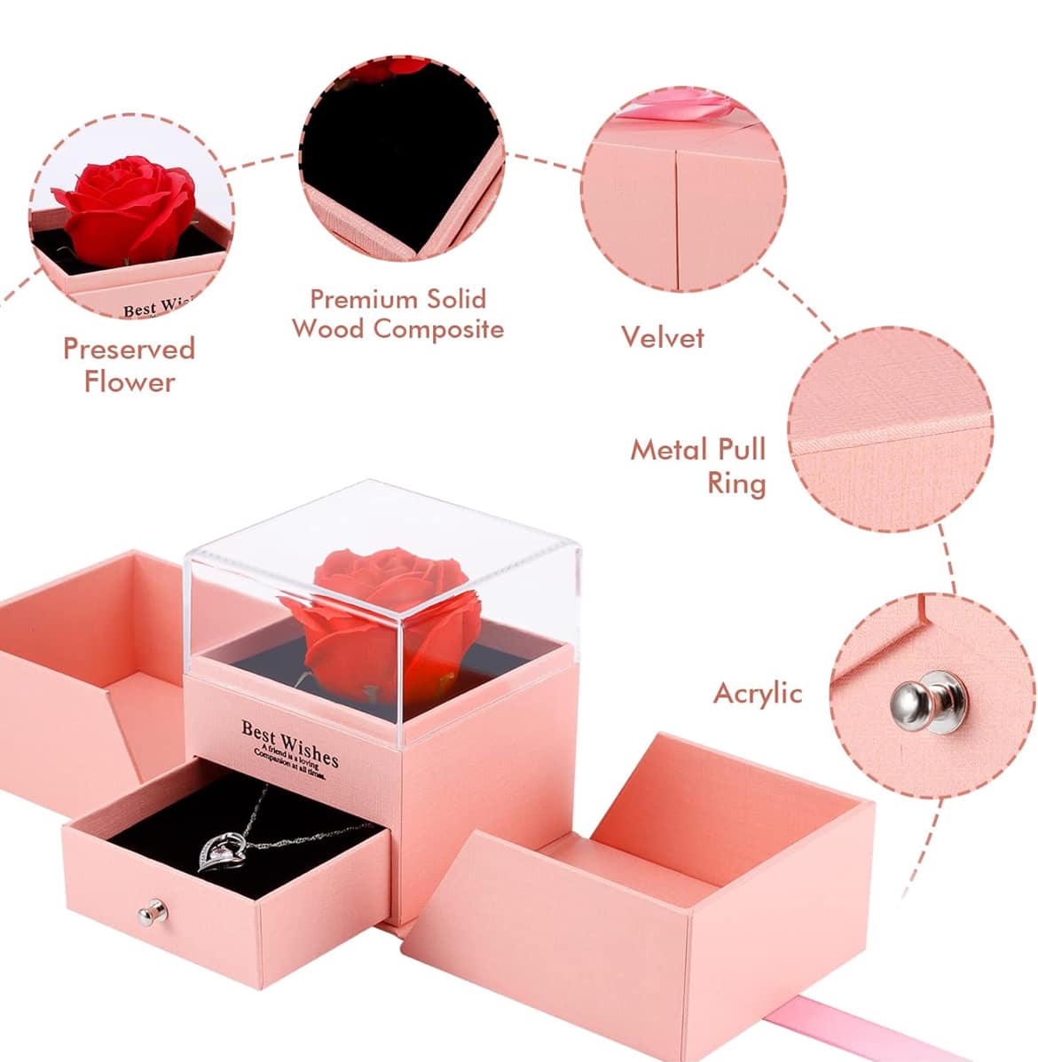 Caja de rosa preservada