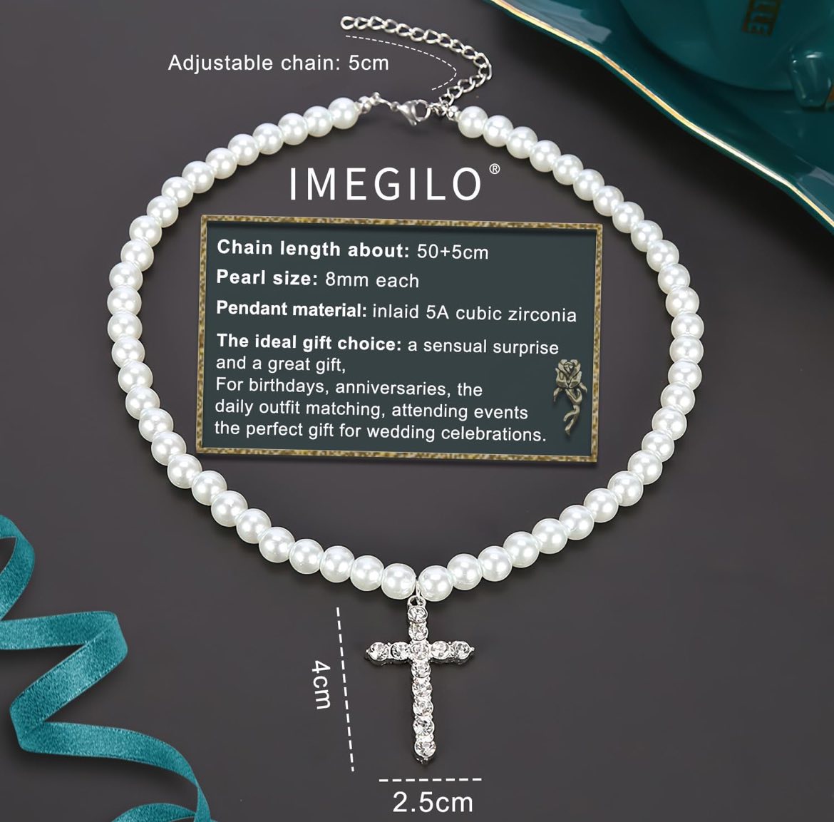 Collar de perlas con dije