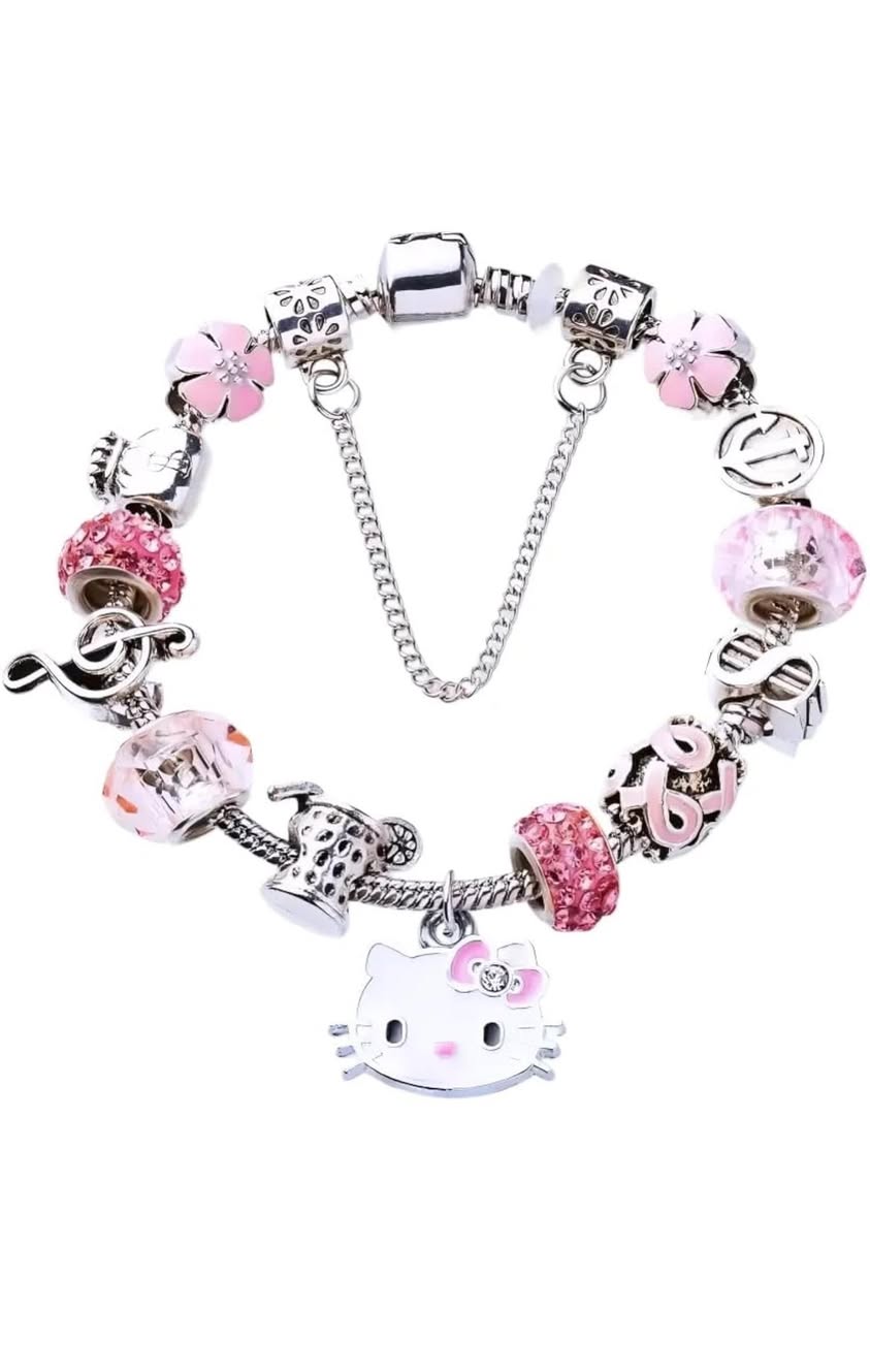 Pulseras con dijes de Hello Kitty