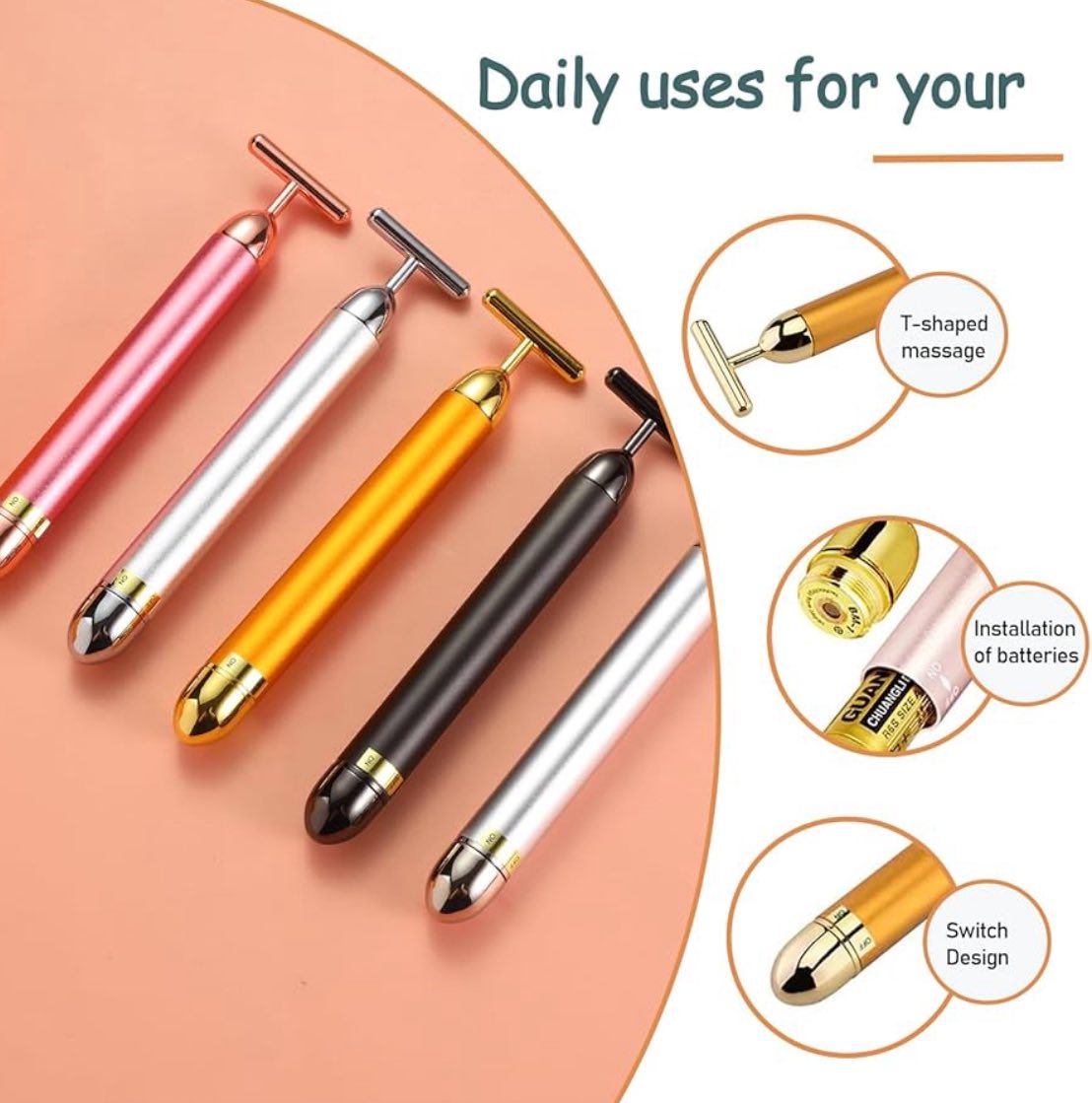 Masajeador facial de oro